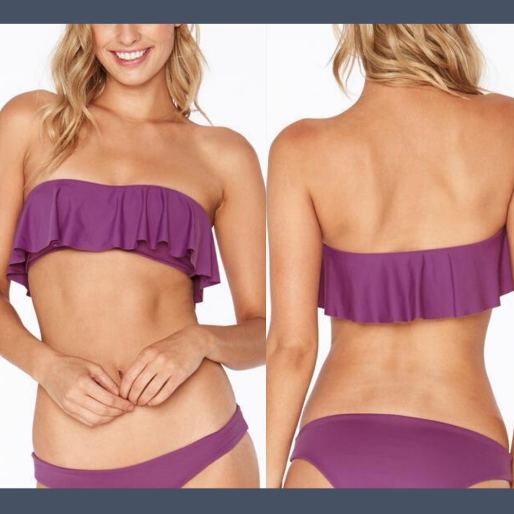 NWT L Space Lynn Ruffle Bikini Top‎ in Orchid Purple [SZ Large ]